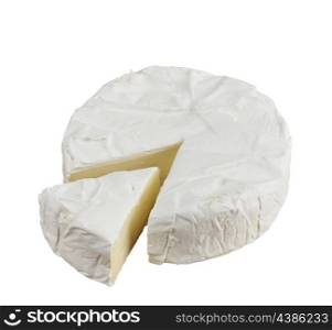 Brie Cheese Cheese Wheel Isolated On White
