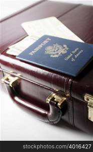 Briefcase tickets and a passport