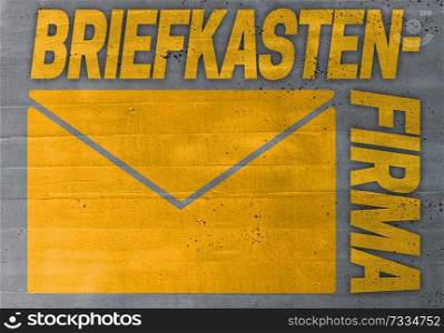 briefkastenfirma (in german offshore company) concept on cement texture background.. briefkastenfirma (in german offshore company) concept on cement texture background