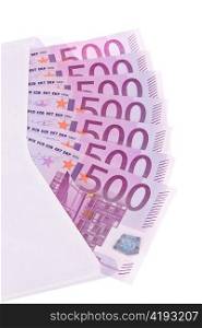 Briefumschlag mit vielen Euro Geldscheinen
