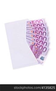 Briefumschlag mit vielen Euro Geldscheinen. Bestechung und Wirtschaftskriminalitat