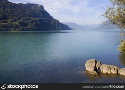 Brienz lake in the morning, in Switzerland
