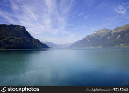 Brienz reflection at the lake in Switzerland