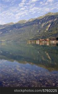 Brienz reflection at the lake in switzerland