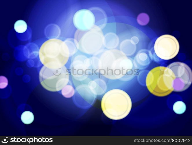 Bright abstract lights bokeh background. Blue background with colorful lights and bokeh effects