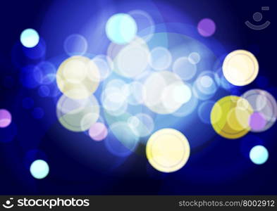 Bright abstract lights bokeh background. Blue background with colorful lights and bokeh effects