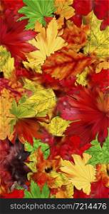 Bright autumn leaves background. Brown, red and yellow foliage vector illustration.. Brown, red and yellow foliage