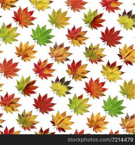 Bright autumn leaves seamless pattern. Brown, red and yellow foliage background vector illustration.. Brown, red and yellow foliage