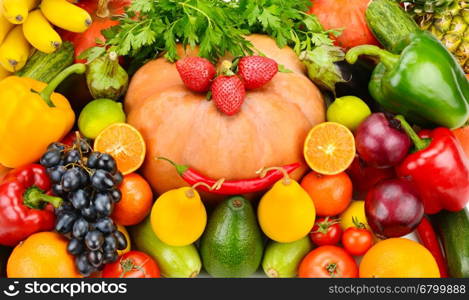 bright background of fruits and vegetables