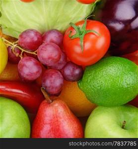 bright background of vegetables and fruits