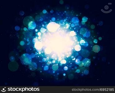 Bright background with big star and bokeh effect.