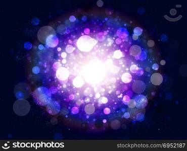 Bright background with big star and bokeh effect.