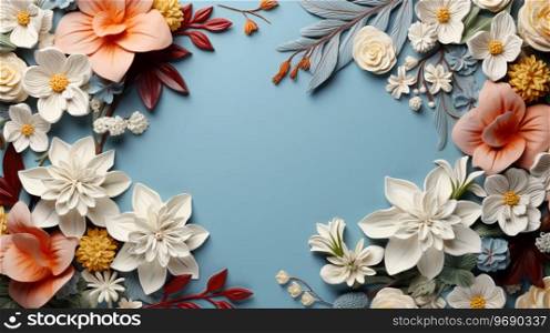 Bright beautiful creative flowers on a light background.. Bright beautiful creative flowers on a light background