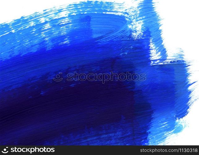 Bright blue and dark blue paint on white , hand drawn background