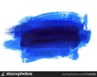 Bright blue and dark blue paint texture on white background for design, space for text, hand drawn