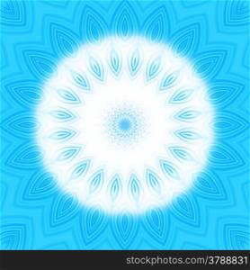 Bright blue background with abstract radial pattern
