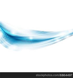 Bright blue glowing abstract waves on white background. Bright blue glowing abstract waves on white background. Colorful flyer and brochure element