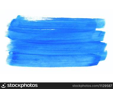 Bright blue paint texture on white background for design, space for text, hand drawn