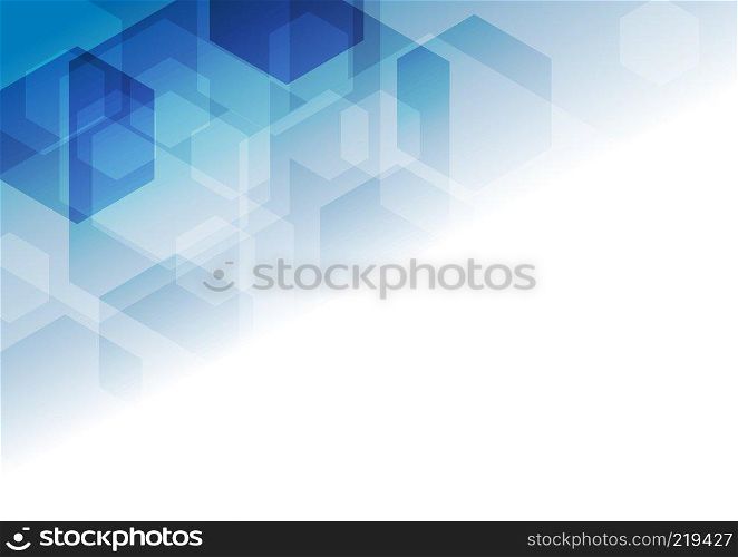 Bright blue tech geometric background with hexagons. Bright blue tech geometric background