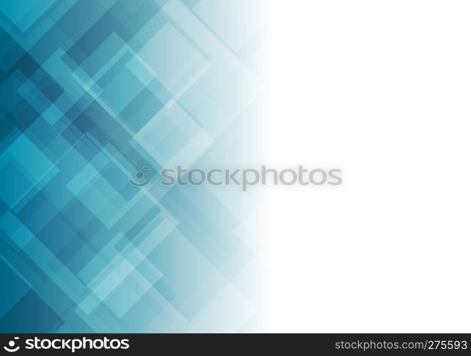 Bright blue tech geometric background with squares. Bright blue tech geometric background