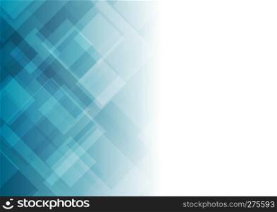 Bright blue tech geometric background with squares. Bright blue tech geometric background