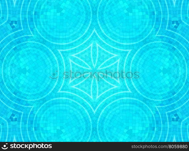 Bright blue tile background with concentric water ripples pattern