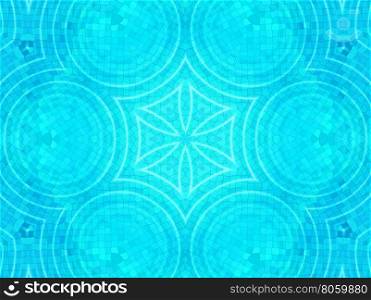 Bright blue tile background with concentric water ripples pattern