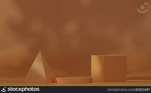 Bright brown stage podium 3d studio background Abstract 3D geometric object visualization. Business, technology and medical display and summer vacation products