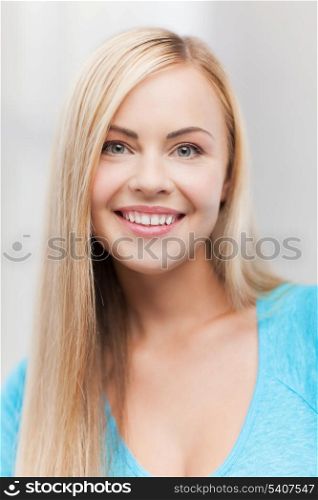 bright close up of smiling woman indoors