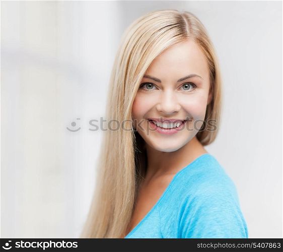 bright close up of smiling woman indoors