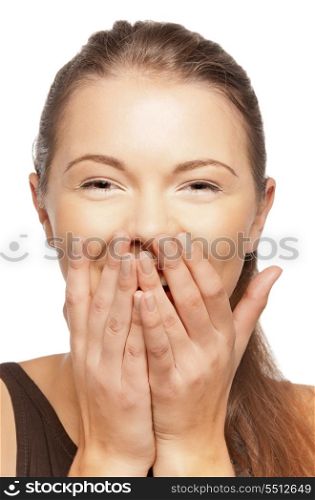 bright closeup picture of beautiful laughing teenage girl