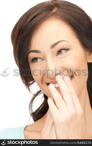 bright closeup picture of beautiful laughing woman.