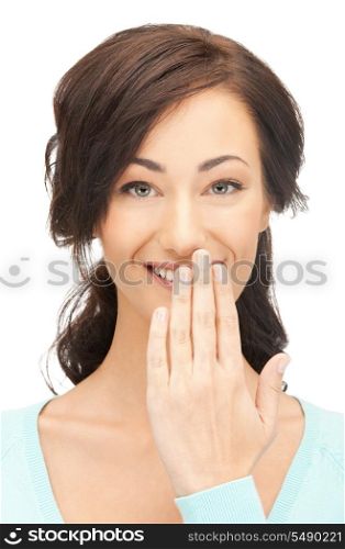 bright closeup picture of beautiful laughing woman.