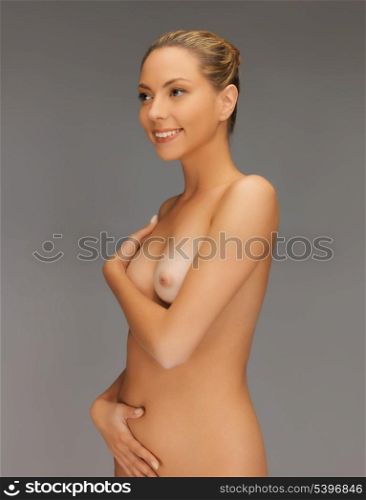 bright closeup picture of beautiful topless woman