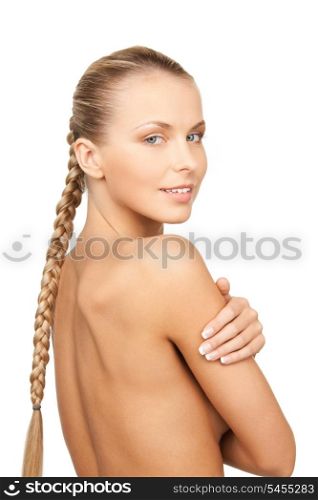 bright closeup picture of beautiful topless woman