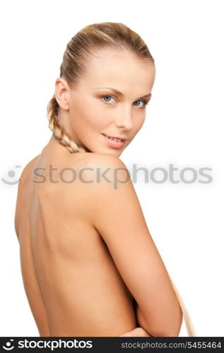 bright closeup picture of beautiful topless woman