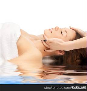 bright closeup picture of beautiful woman in spa