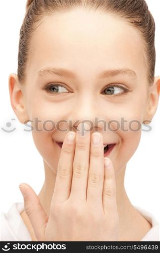 bright closeup picture of laughing teenage girl