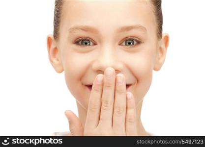 bright closeup picture of laughing teenage girl