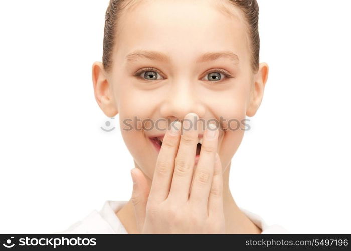 bright closeup picture of laughing teenage girl