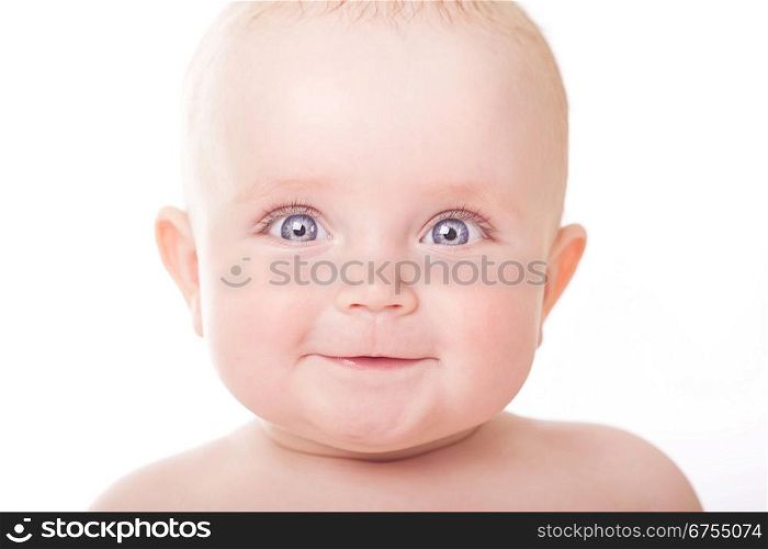 bright closeup portrait of adorable baby