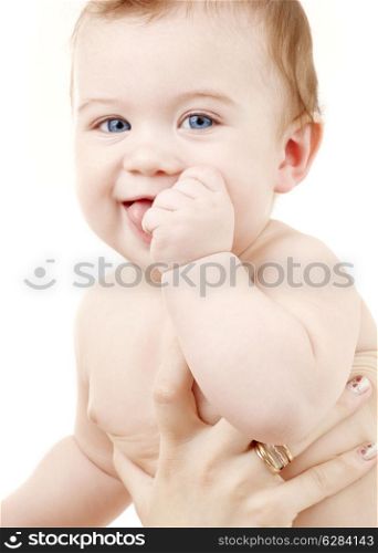 bright closeup portrait of adorable baby boy