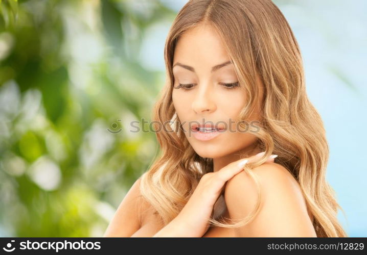 bright closeup portrait picture of beautiful woman