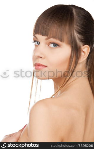 bright closeup portrait picture of beautiful woman