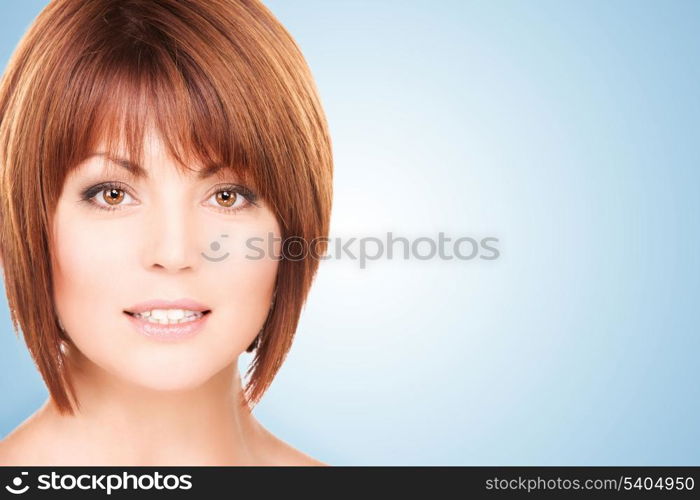 bright closeup portrait picture of beautiful woman