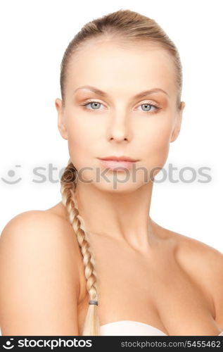 bright closeup portrait picture of beautiful woman