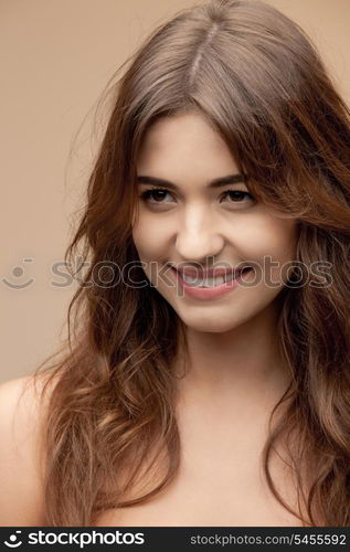 bright closeup portrait picture of beautiful woman