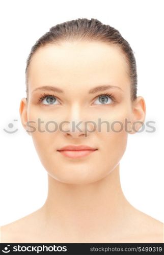 bright closeup portrait picture of beautiful woman