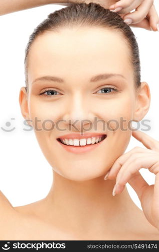 bright closeup portrait picture of beautiful woman