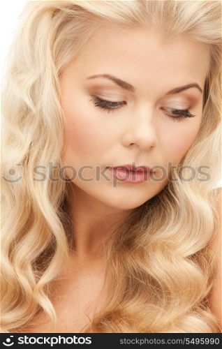 bright closeup portrait picture of beautiful woman.